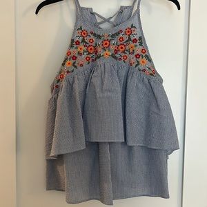 Embroidered tiered tank, size L